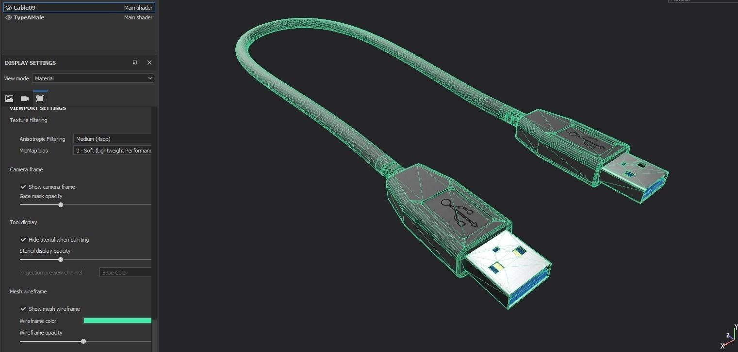 USB Cable M9 Low-poly 3D model_2