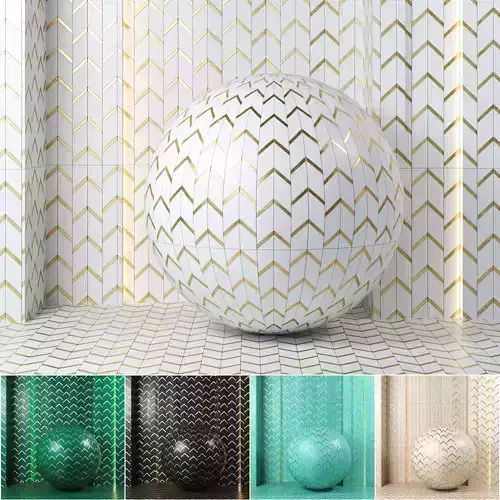 4k 5color Chevron and Gold Steel Polished Tile Texture-Seamless Texture
