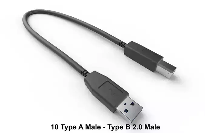 USB Cable M10 - With STL Low-poly 3D model