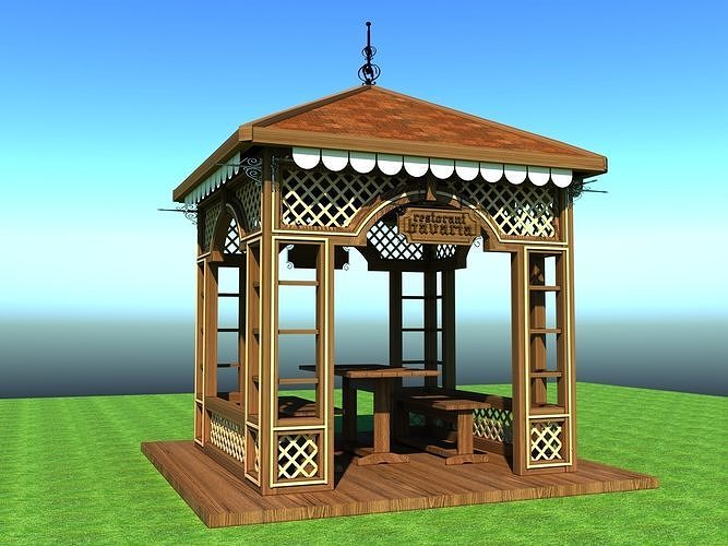 EXTERER wooden gazebo 3D model