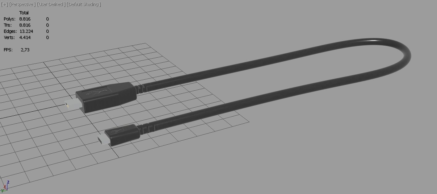 USB Cable M12 Low-poly 3D model_16