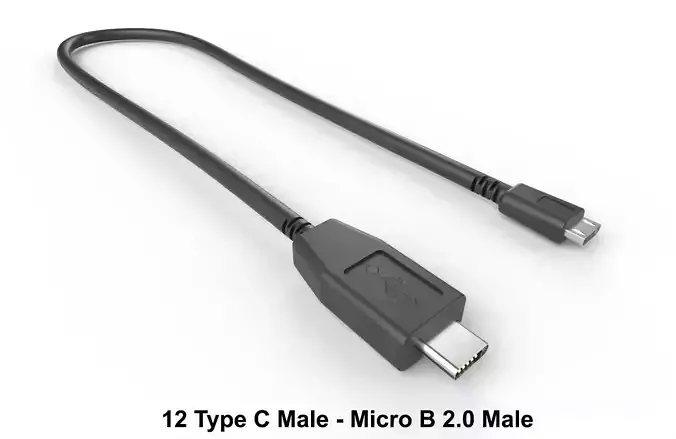 USB Cable M12 Low-poly 3D model