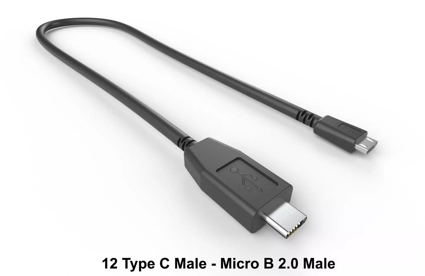 USB Cable M12 Low-poly 3D model_0