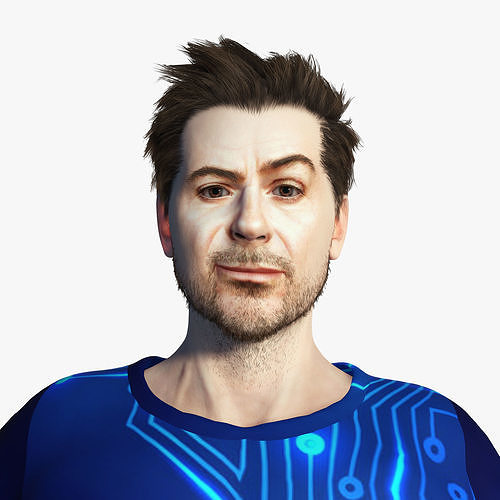 Robert Downey jr Moretz 3D Rigged model ready for animation Low-poly 3D model
