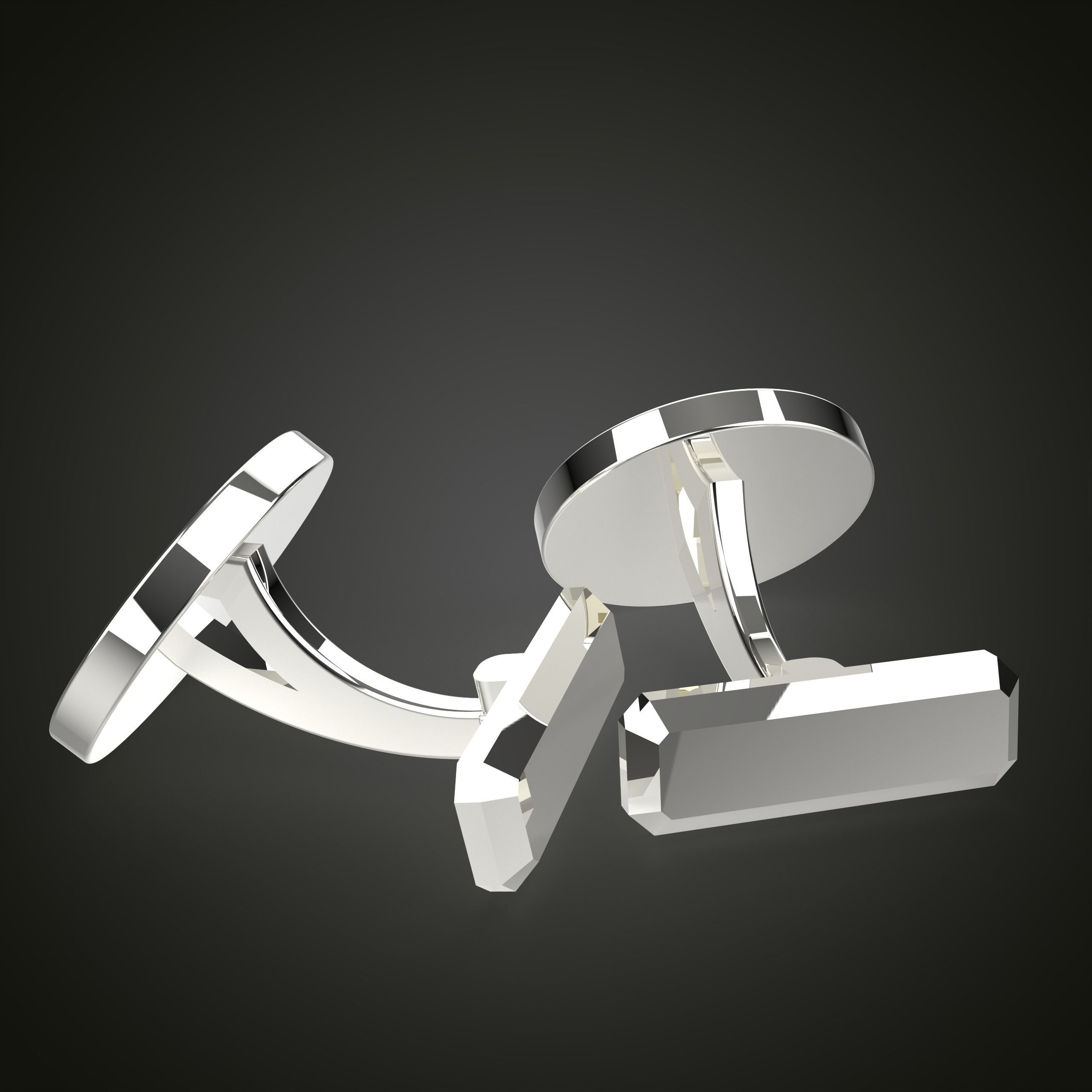Round Cufflink  3D print model_7