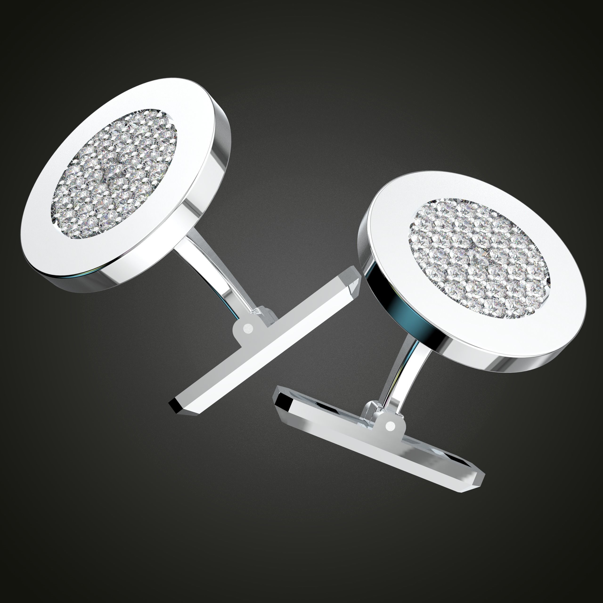 Round Cufflink  3D print model_3