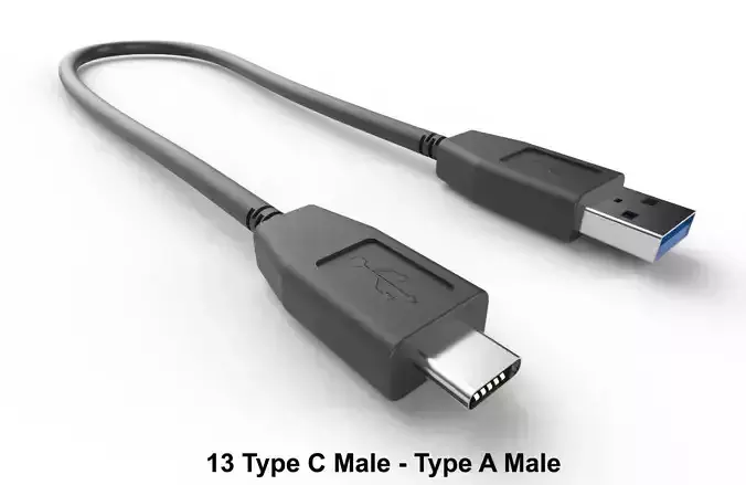 USB Cable M13 Low-poly 3D model