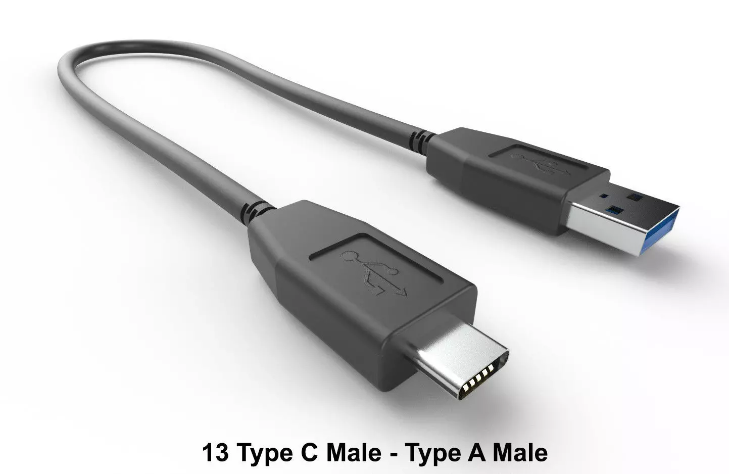 USB Cable M13 Low-poly 3D model_0