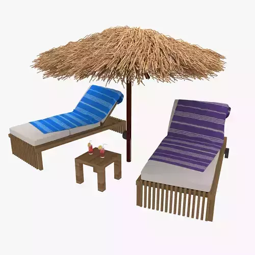 Sun Lounger and Parasol Set