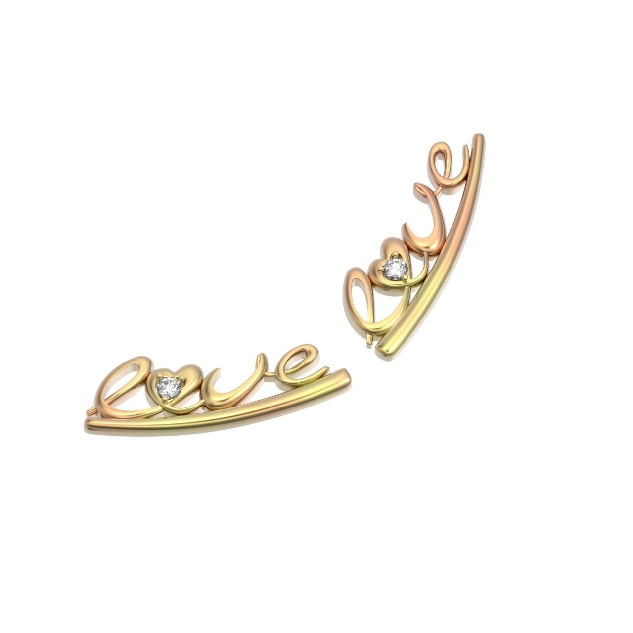 cuff love earrigs 3D print model_2