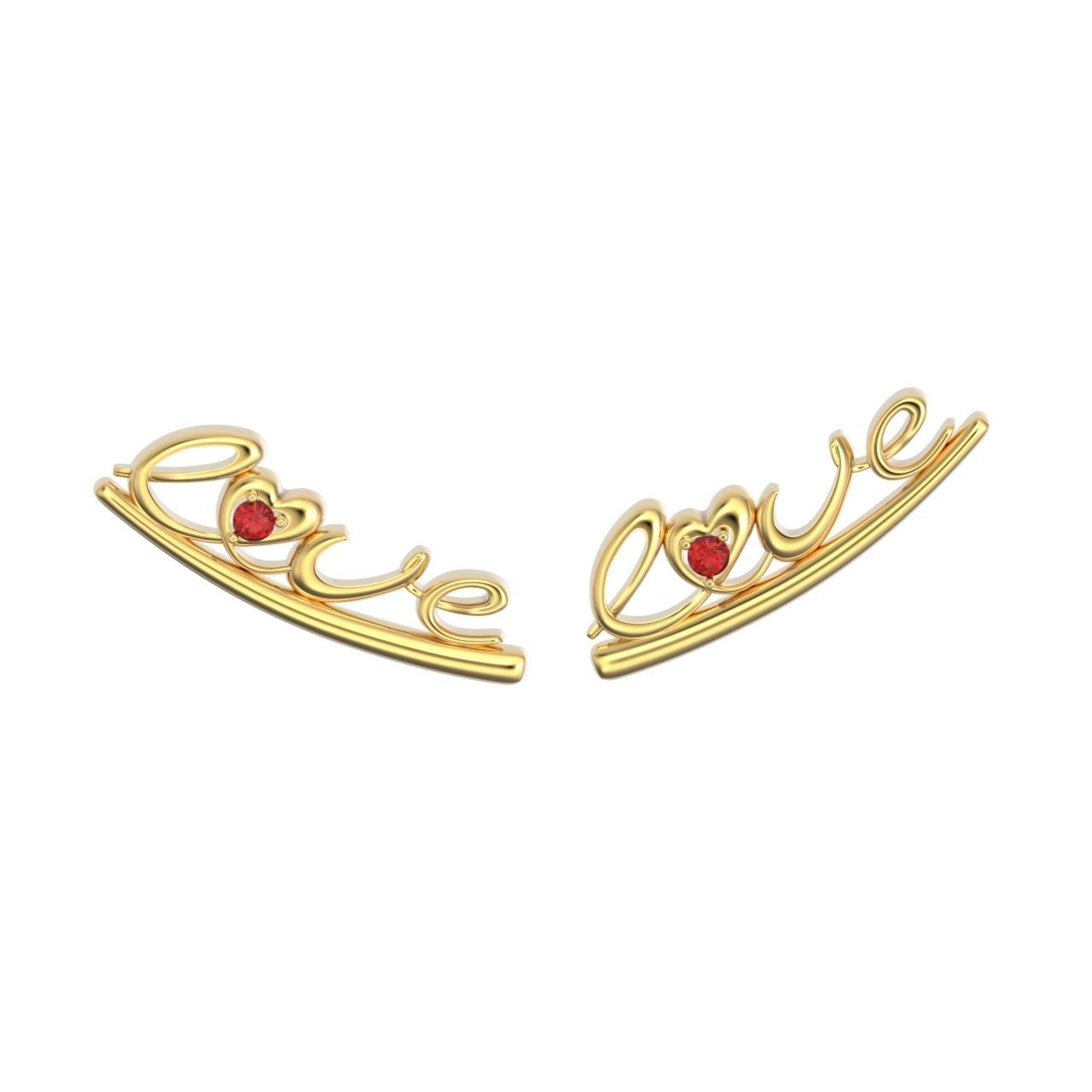 cuff love earrigs 3D print model_6