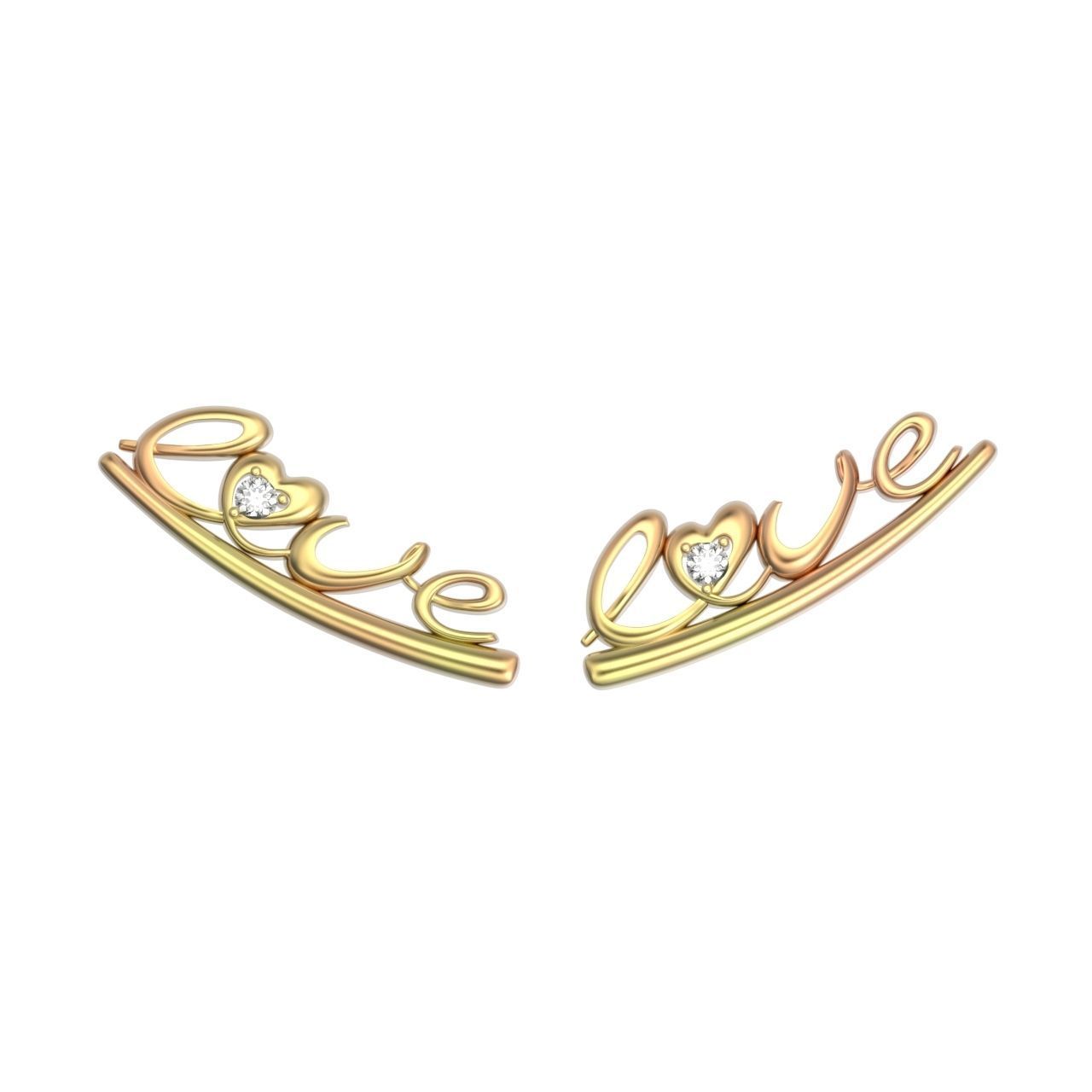 cuff love earrigs 3D print model_4