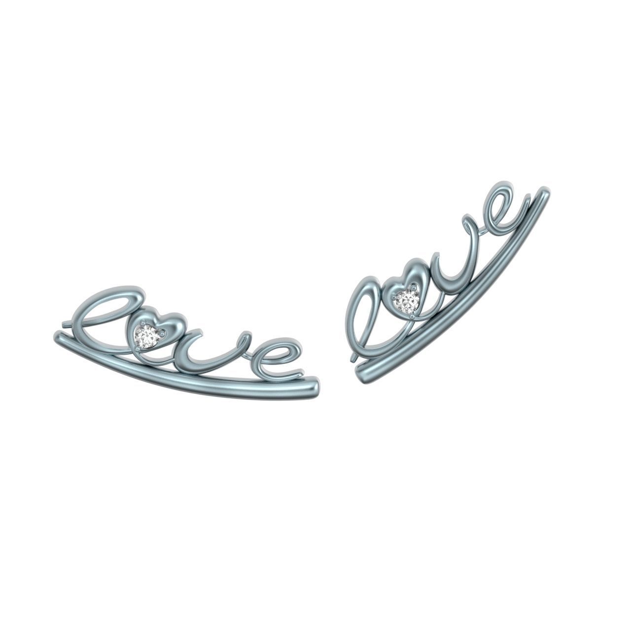 cuff love earrigs 3D print model_1
