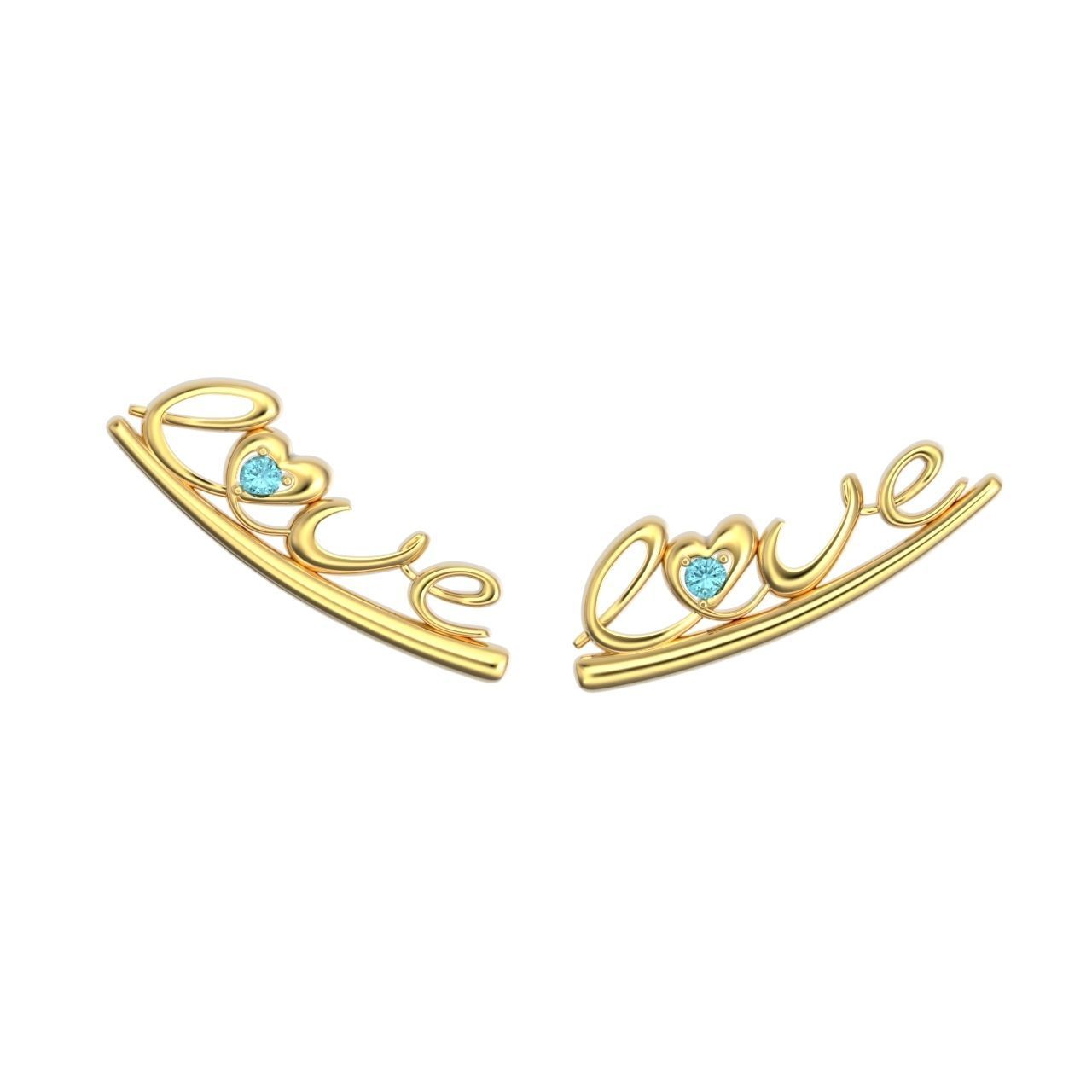 cuff love earrigs 3D print model_8