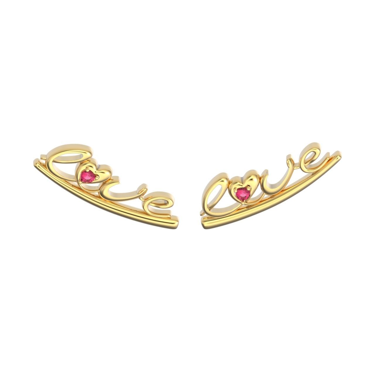 cuff love earrigs 3D print model_7