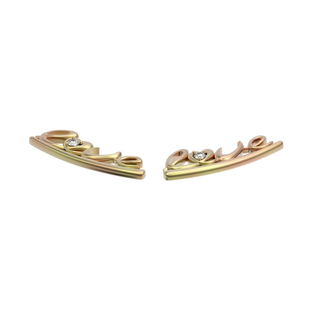 cuff love earrigs 3D print model_5