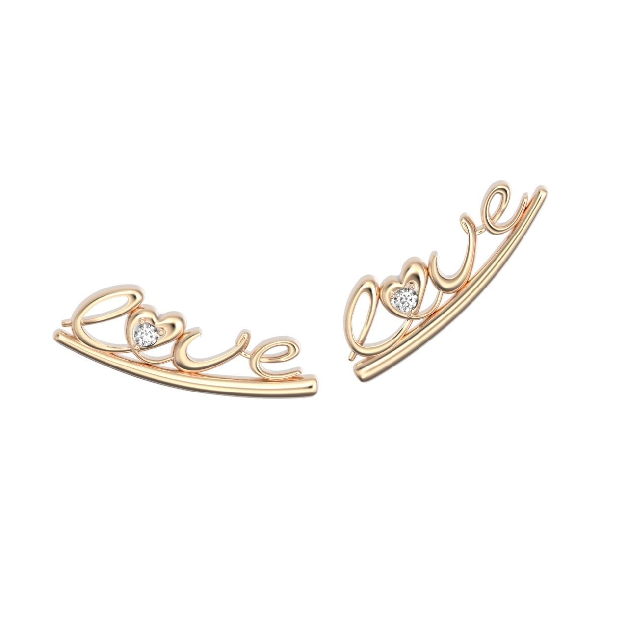 cuff love earrigs 3D print model_3