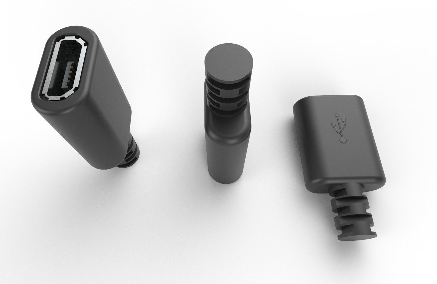 USB M1  Micro Type B 20 Female Low-poly 3D model_12