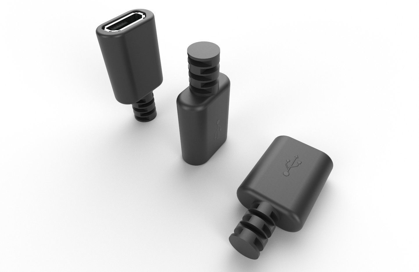 USB M1  Micro Type B 20 Female Low-poly 3D model_14