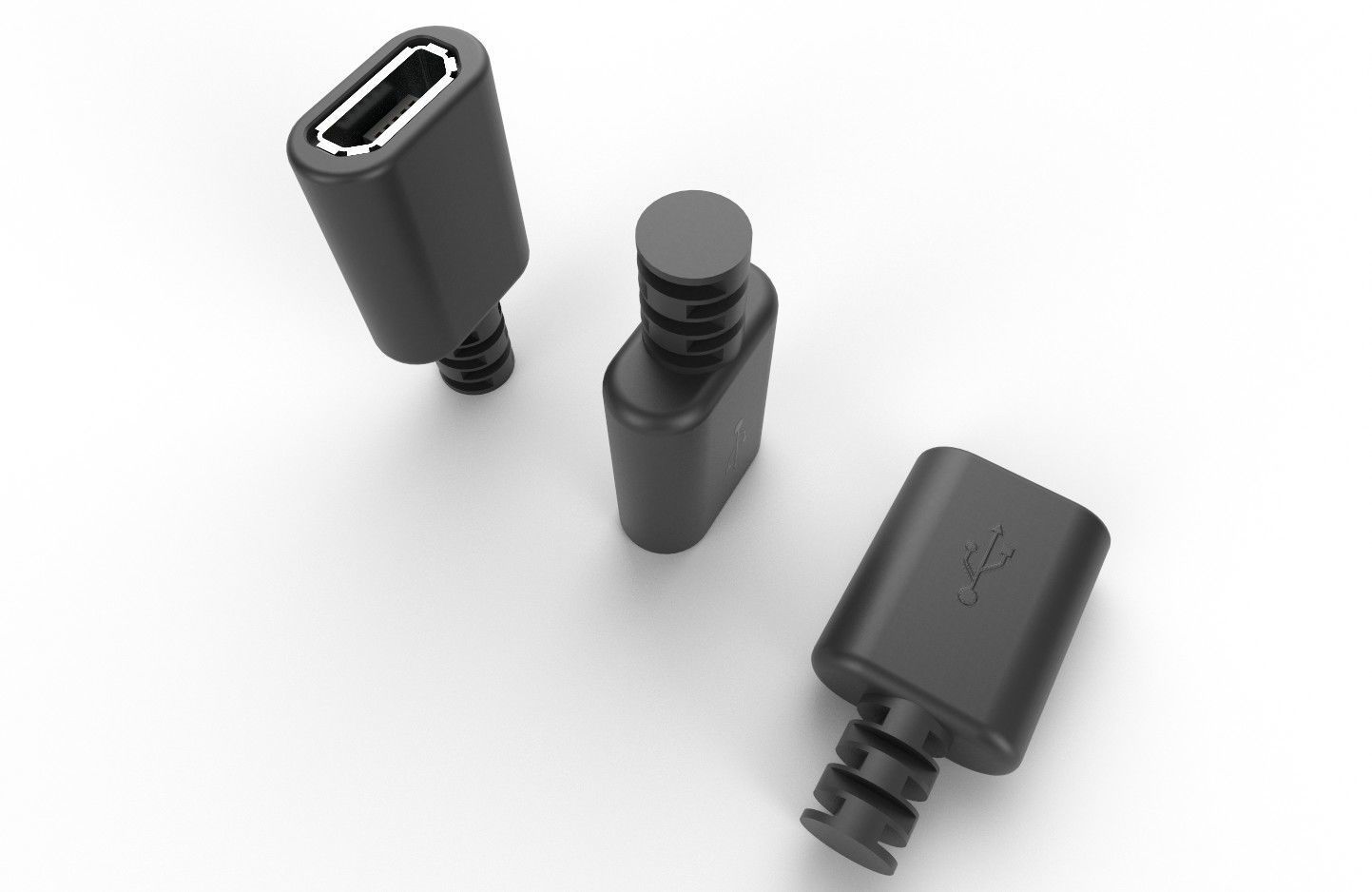 USB M1  Micro Type B 20 Female Low-poly 3D model_13