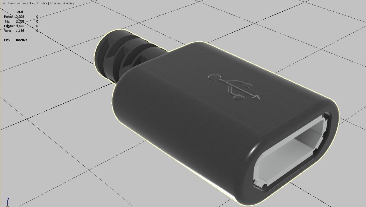 USB M1  Micro Type B 20 Female Low-poly 3D model_16