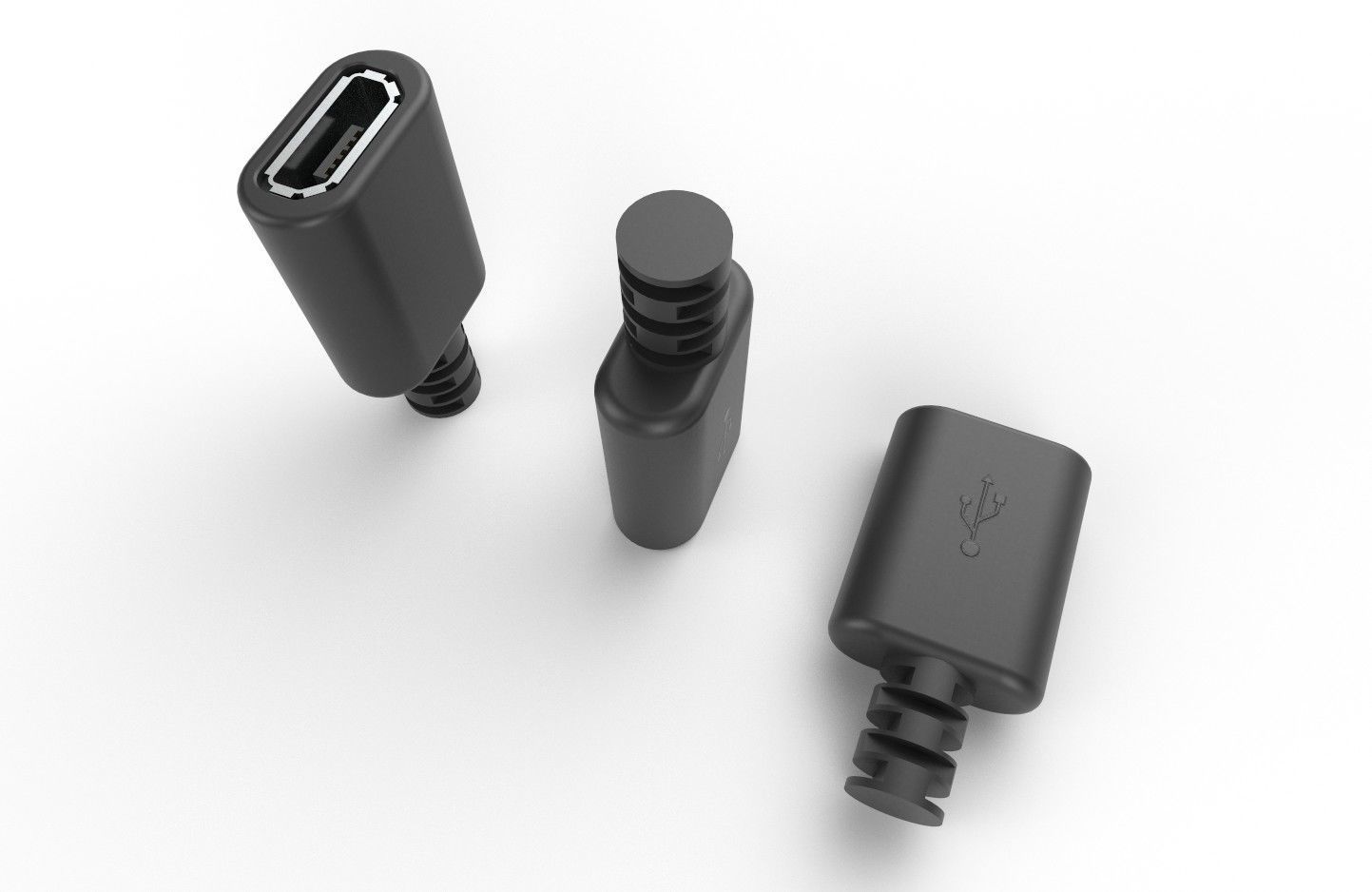 USB M1  Micro Type B 20 Female Low-poly 3D model_10