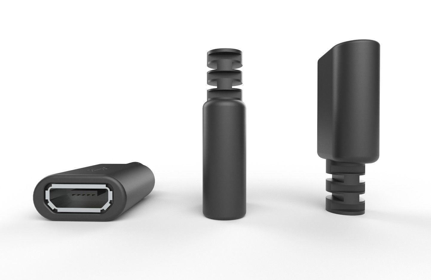 USB M1  Micro Type B 20 Female Low-poly 3D model_5