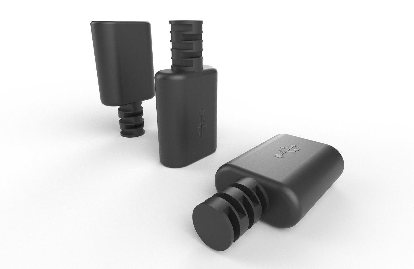 USB M1  Micro Type B 20 Female Low-poly 3D model_15