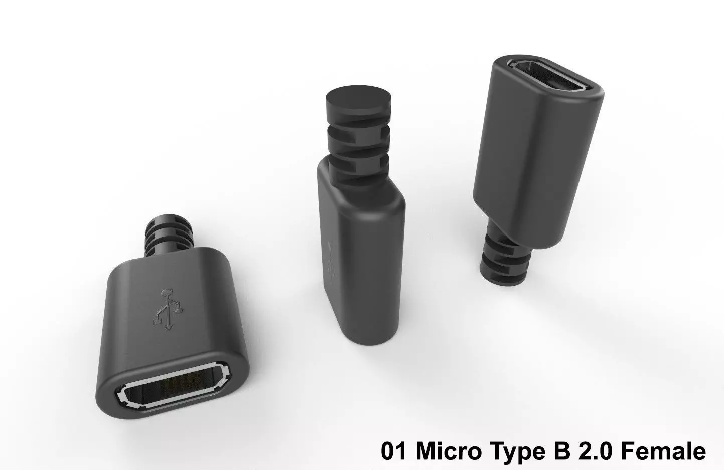 USB M1  Micro Type B 20 Female Low-poly 3D model_0
