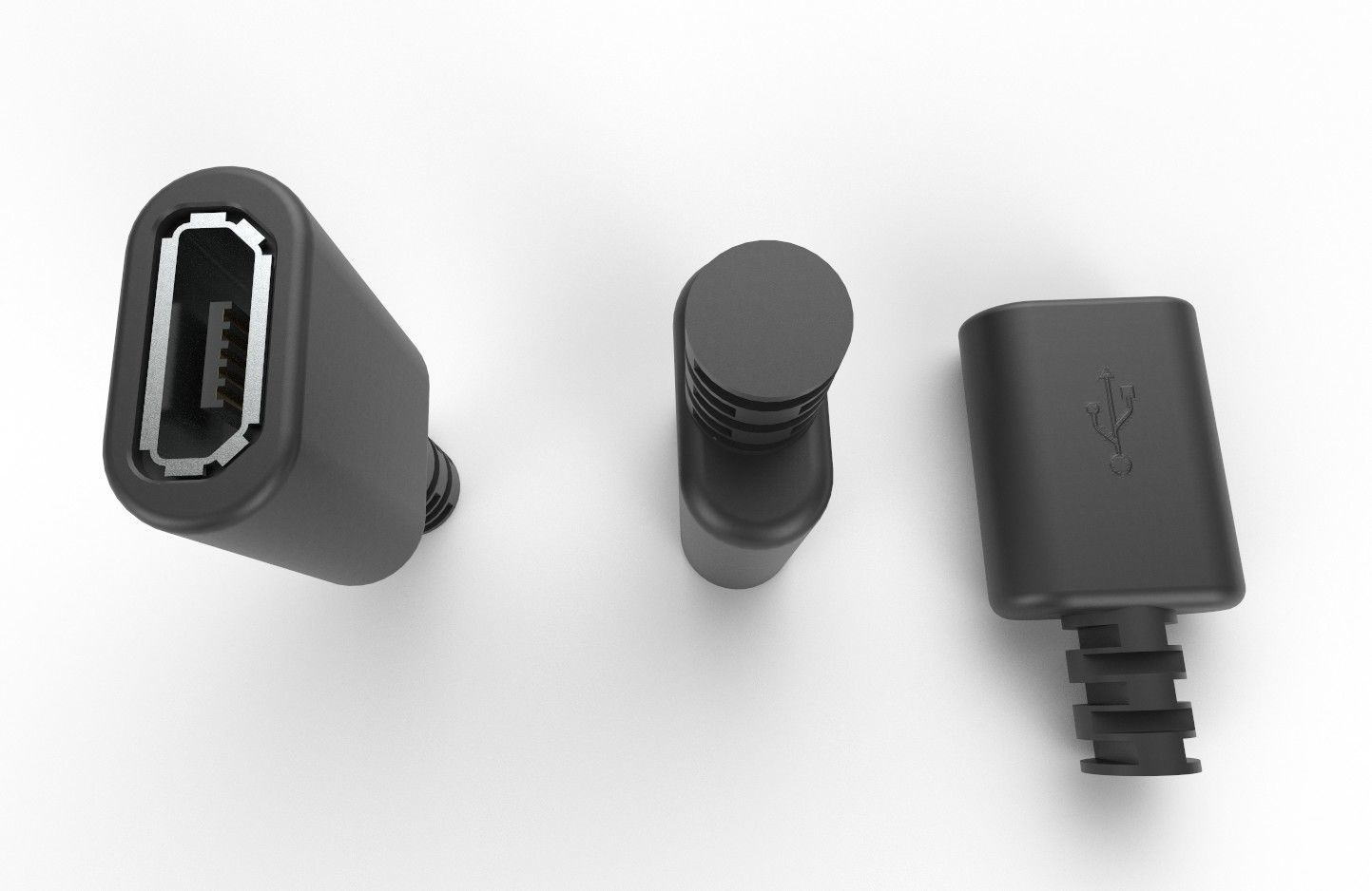 USB M1  Micro Type B 20 Female Low-poly 3D model_9