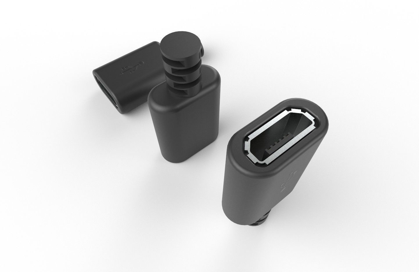 USB M1  Micro Type B 20 Female Low-poly 3D model_7