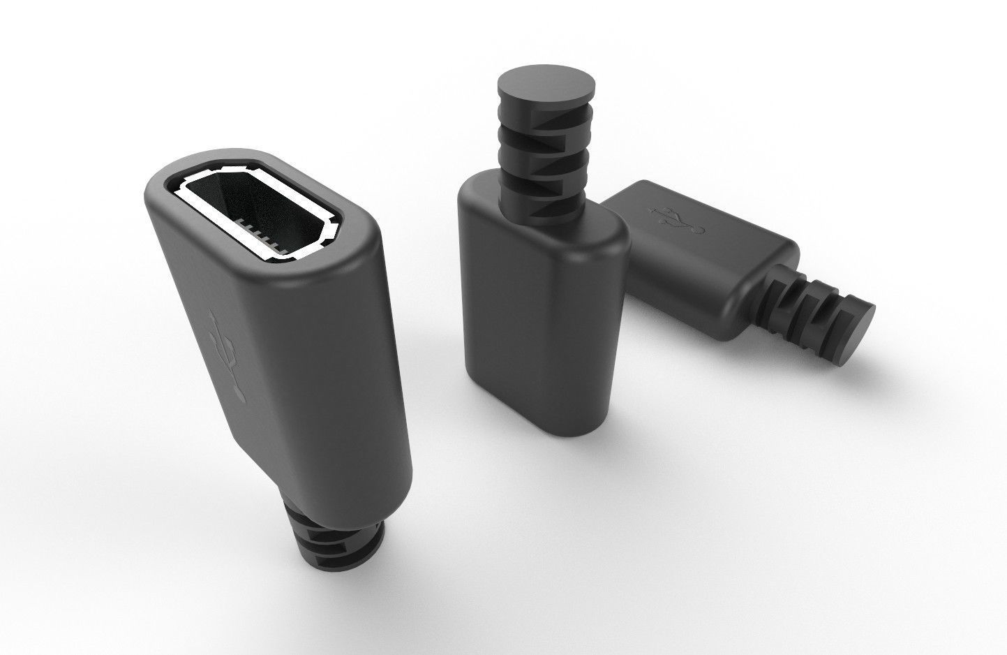 USB M1  Micro Type B 20 Female Low-poly 3D model_8