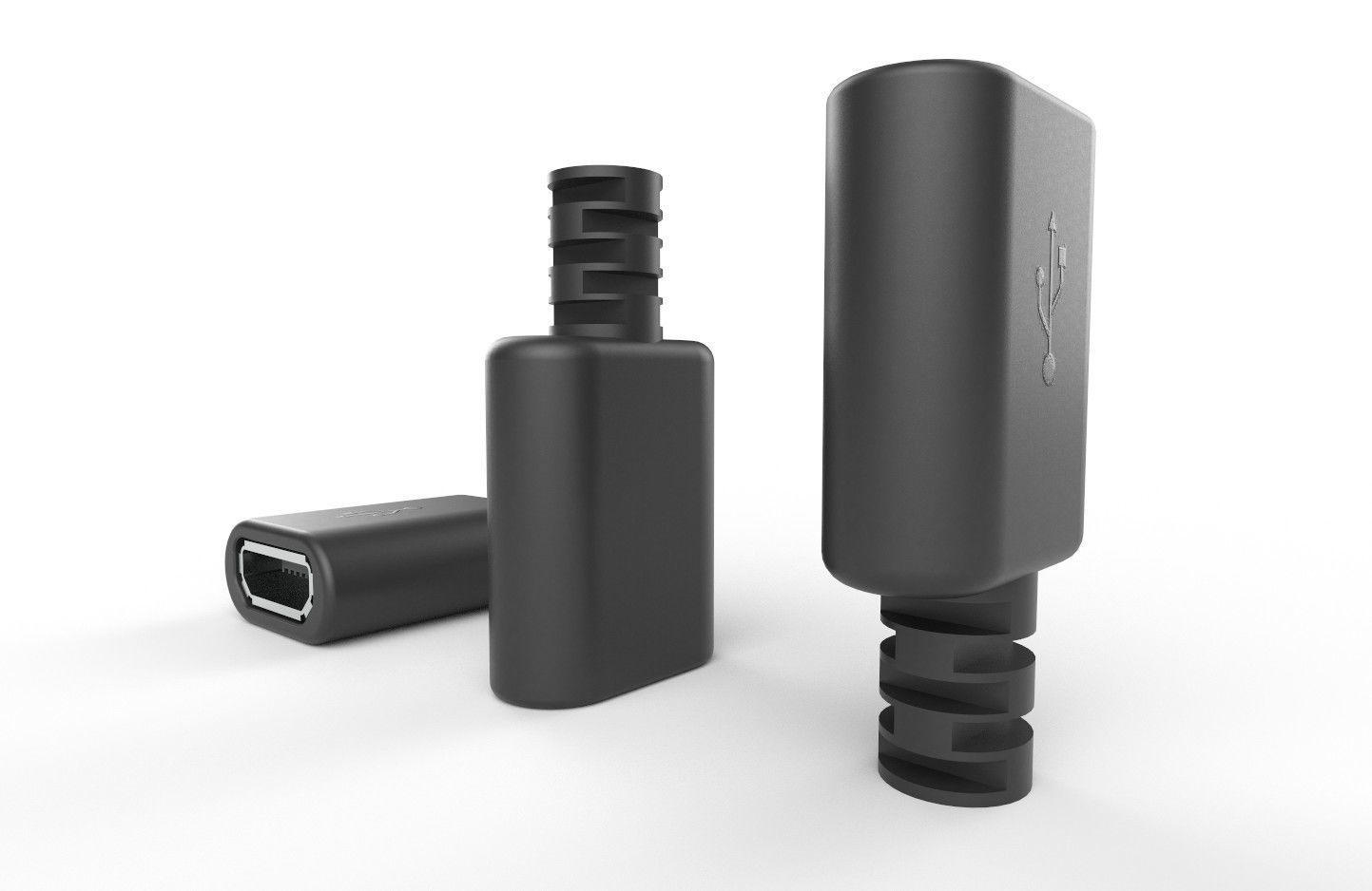 USB M1  Micro Type B 20 Female Low-poly 3D model_6