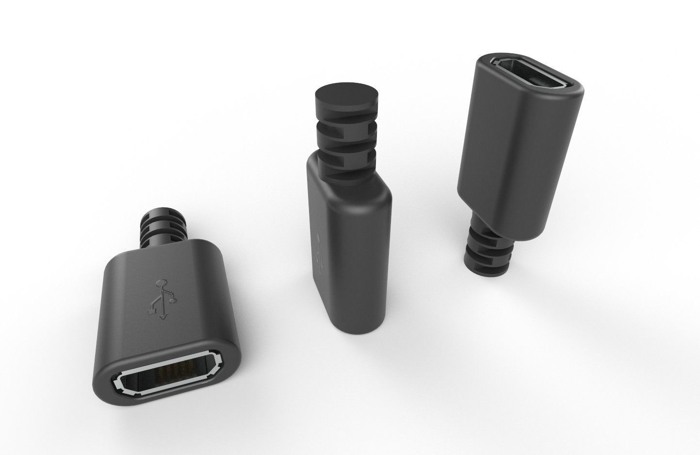 USB M1  Micro Type B 20 Female Low-poly 3D model_1