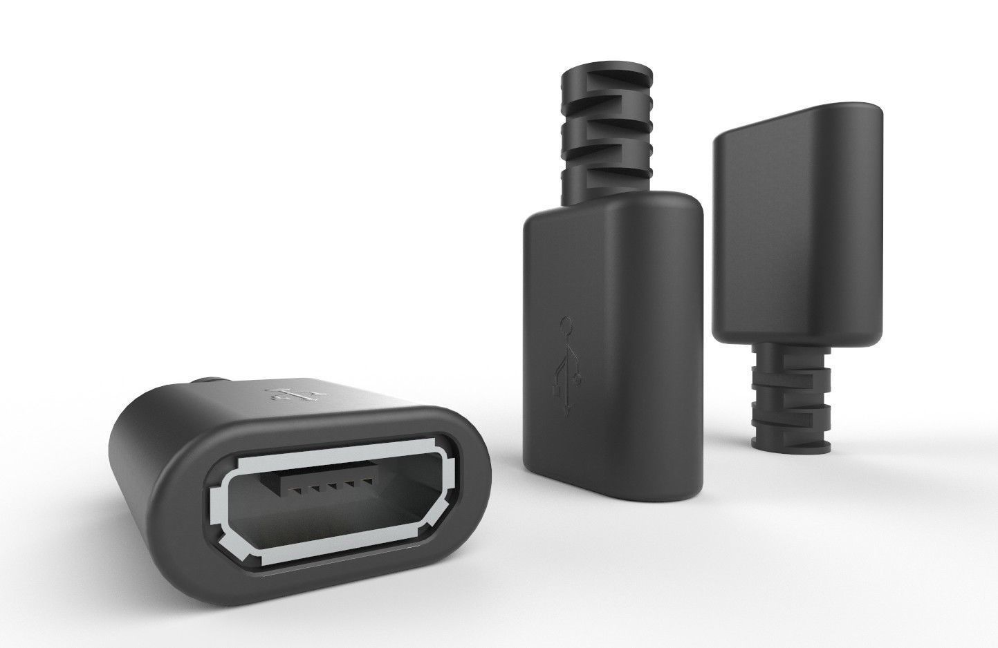 USB M1  Micro Type B 20 Female Low-poly 3D model_3