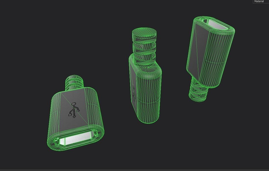 USB M1  Micro Type B 20 Female Low-poly 3D model_2