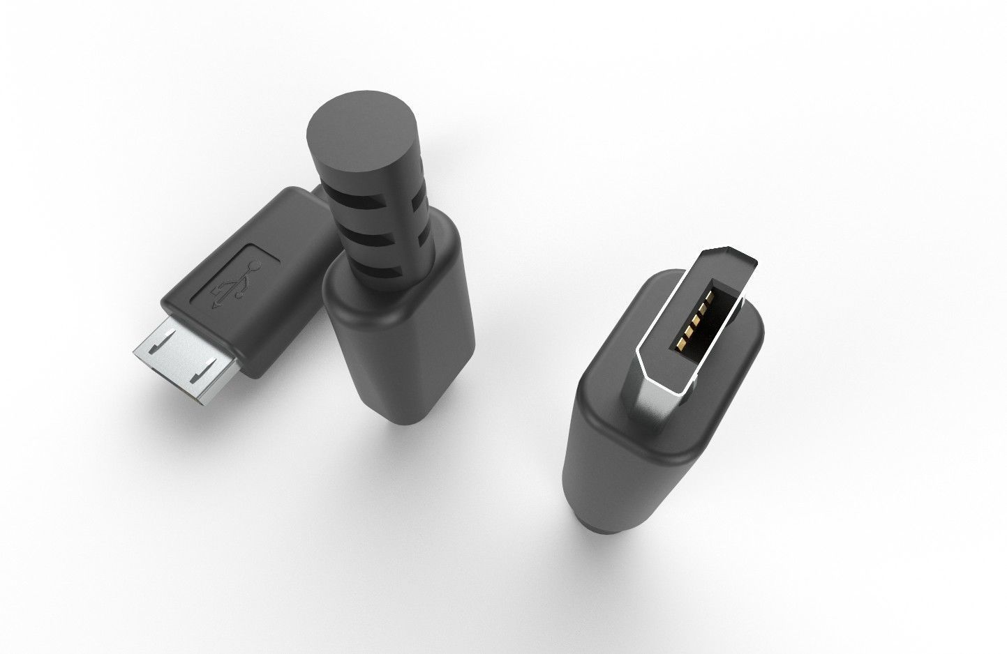 USB M2 Micro Type B 20 Male Low-poly 3D model_13