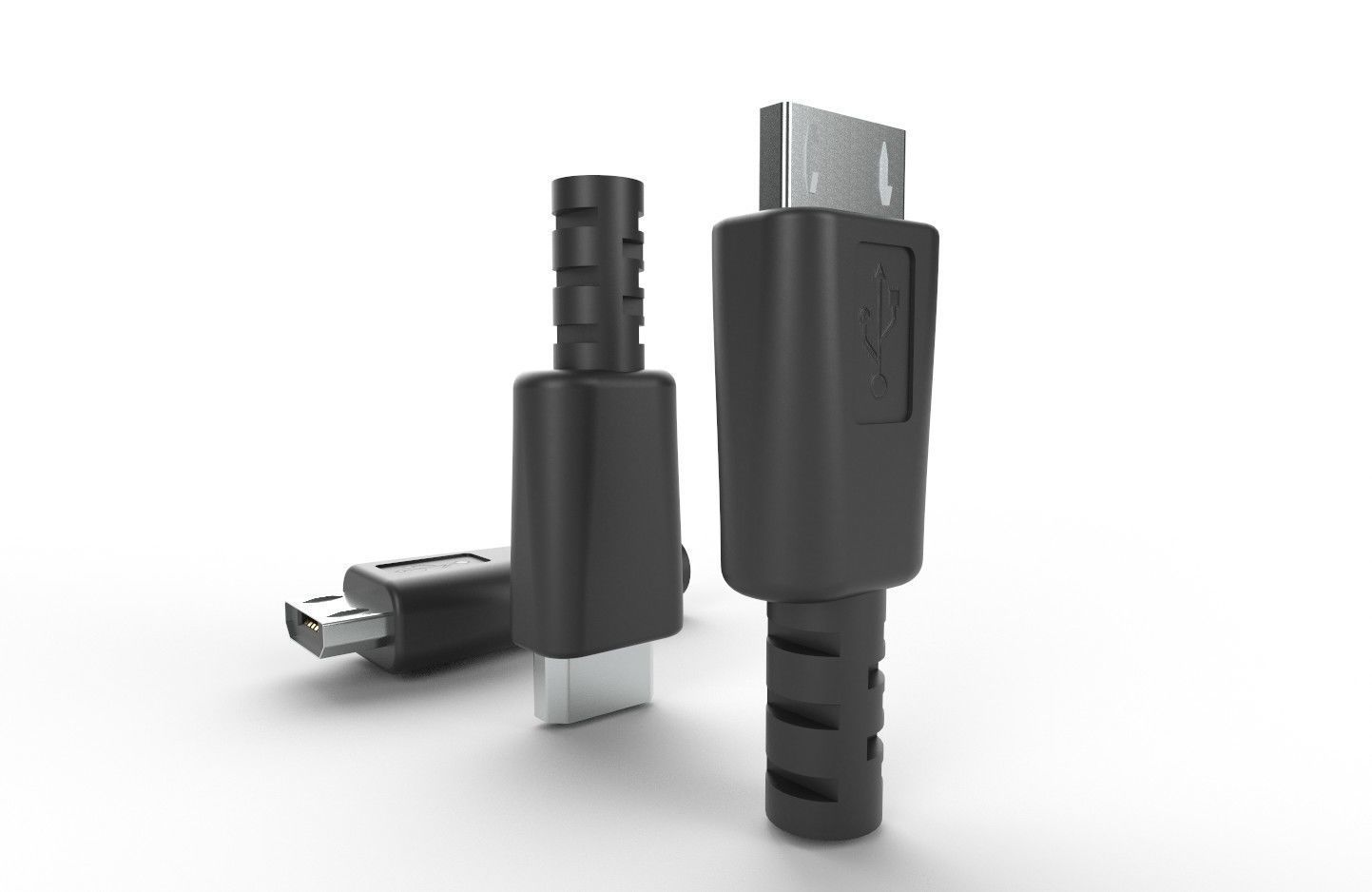 USB M2 Micro Type B 20 Male Low-poly 3D model_7