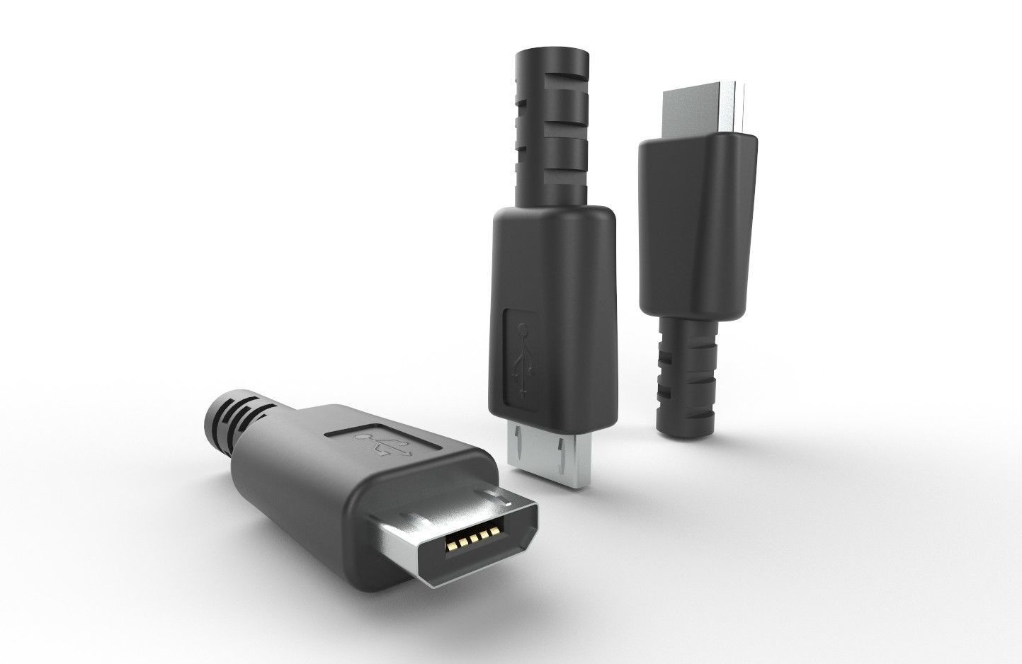 USB M2 Micro Type B 20 Male Low-poly 3D model_19