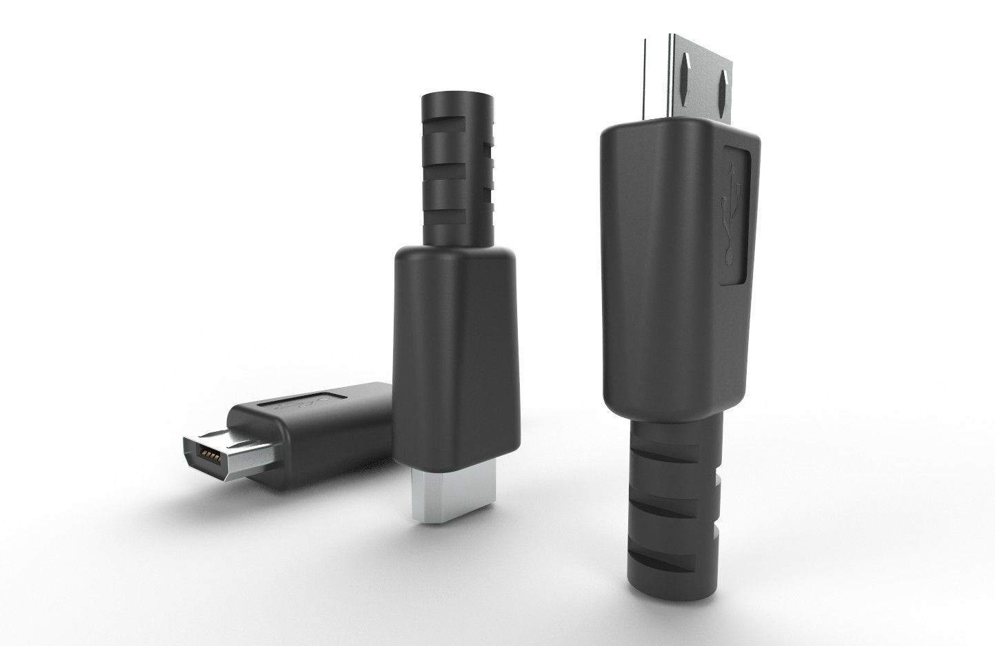 USB M2 Micro Type B 20 Male Low-poly 3D model_6