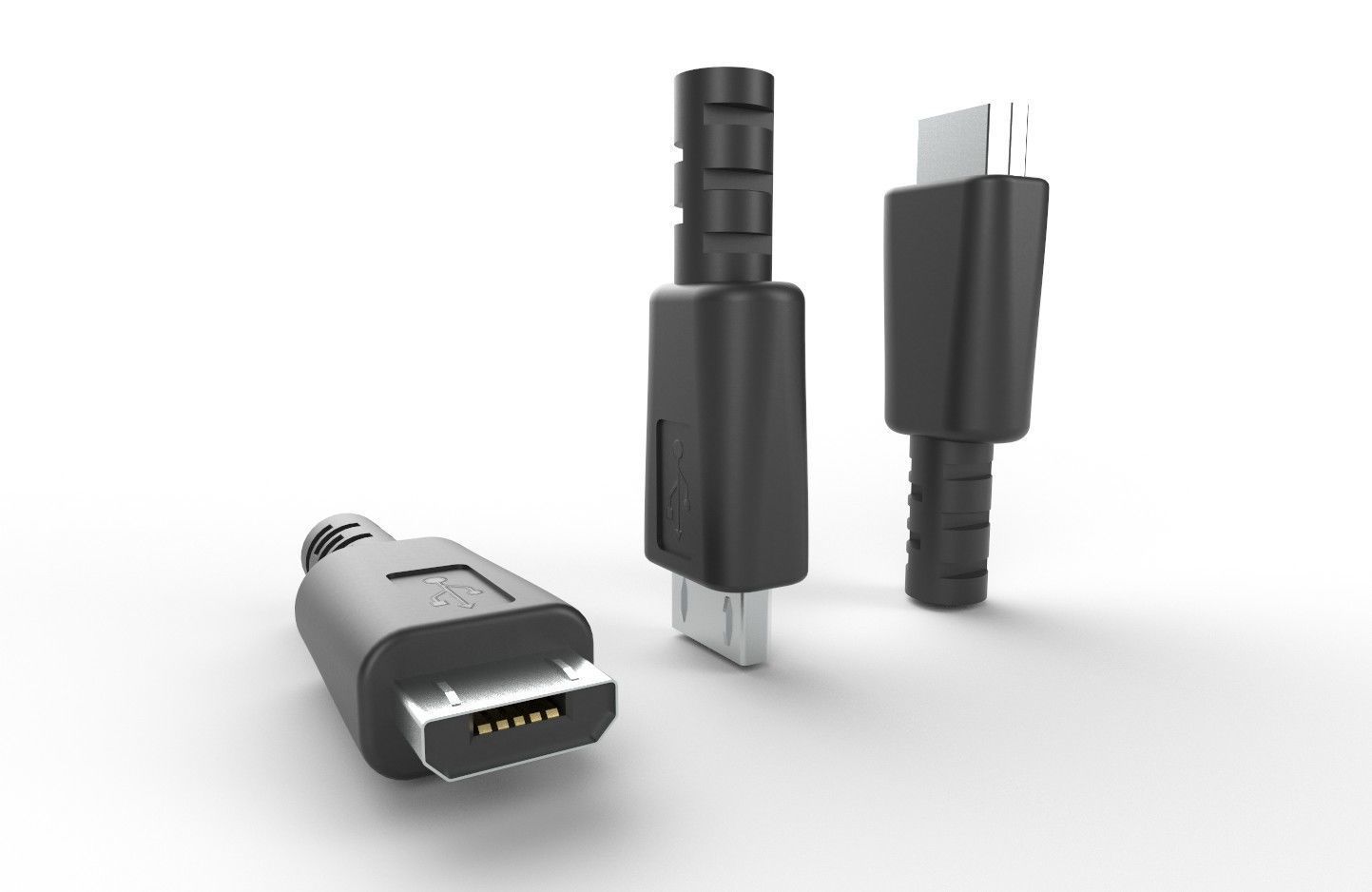 USB M2 Micro Type B 20 Male Low-poly 3D model_20