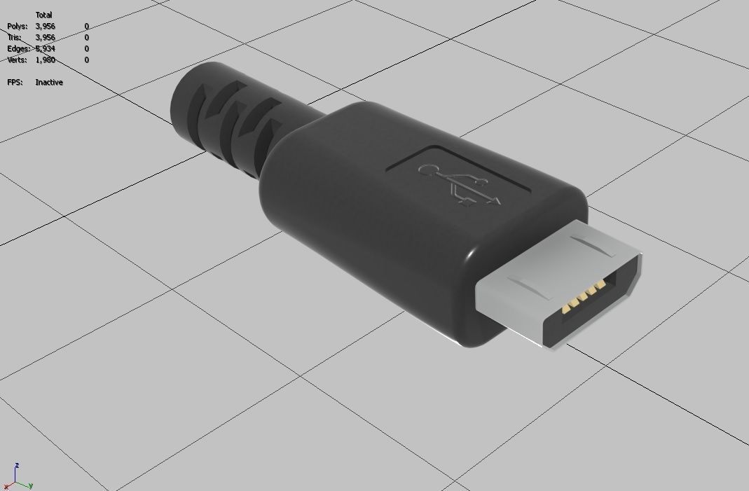 USB M2 Micro Type B 20 Male Low-poly 3D model_32