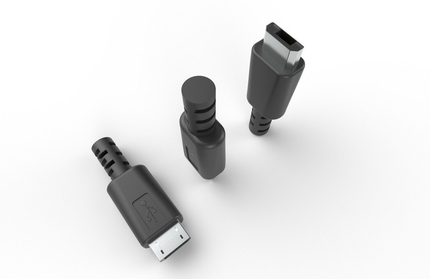 USB M2 Micro Type B 20 Male Low-poly 3D model_27