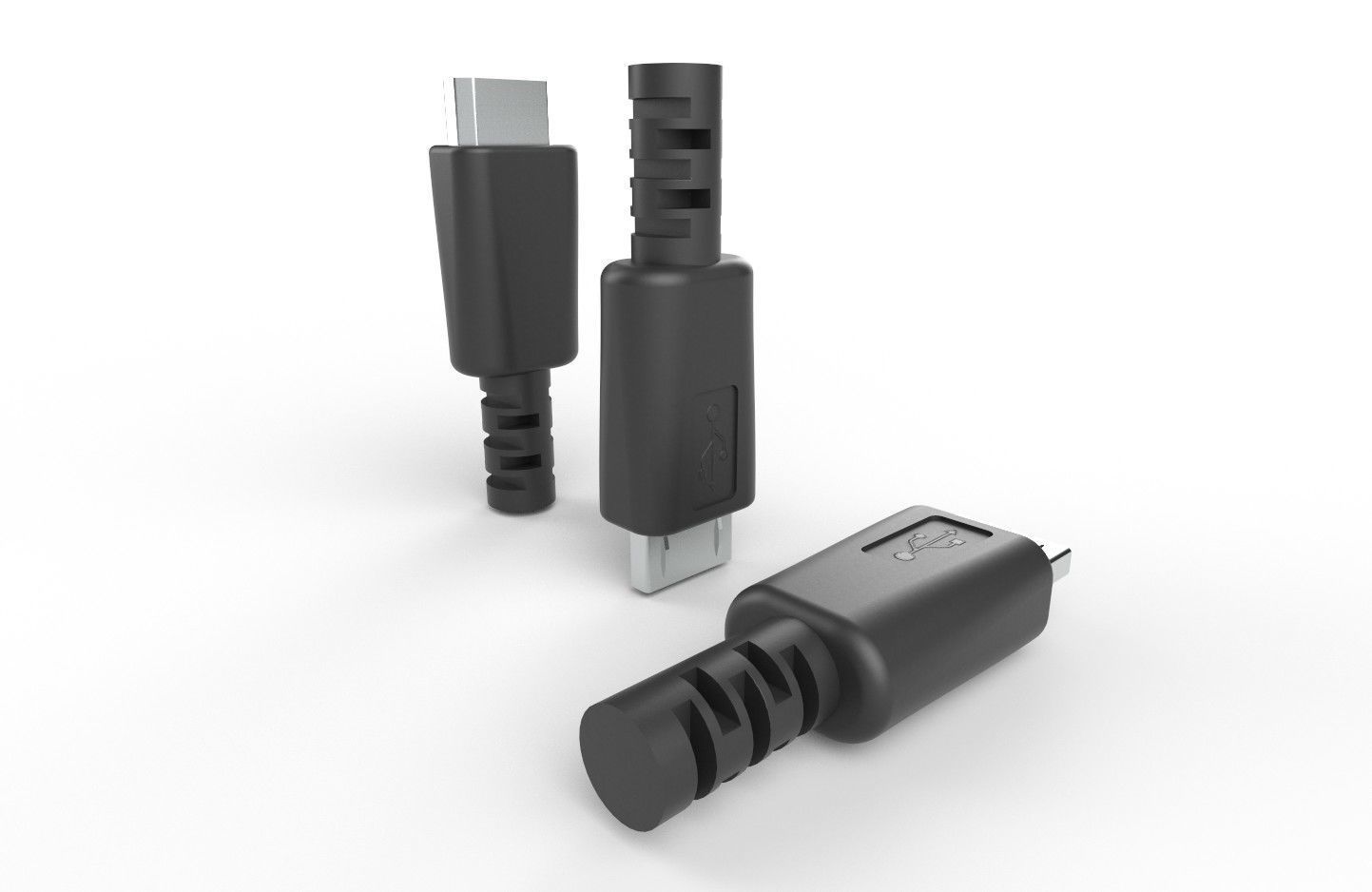 USB M2 Micro Type B 20 Male Low-poly 3D model_9
