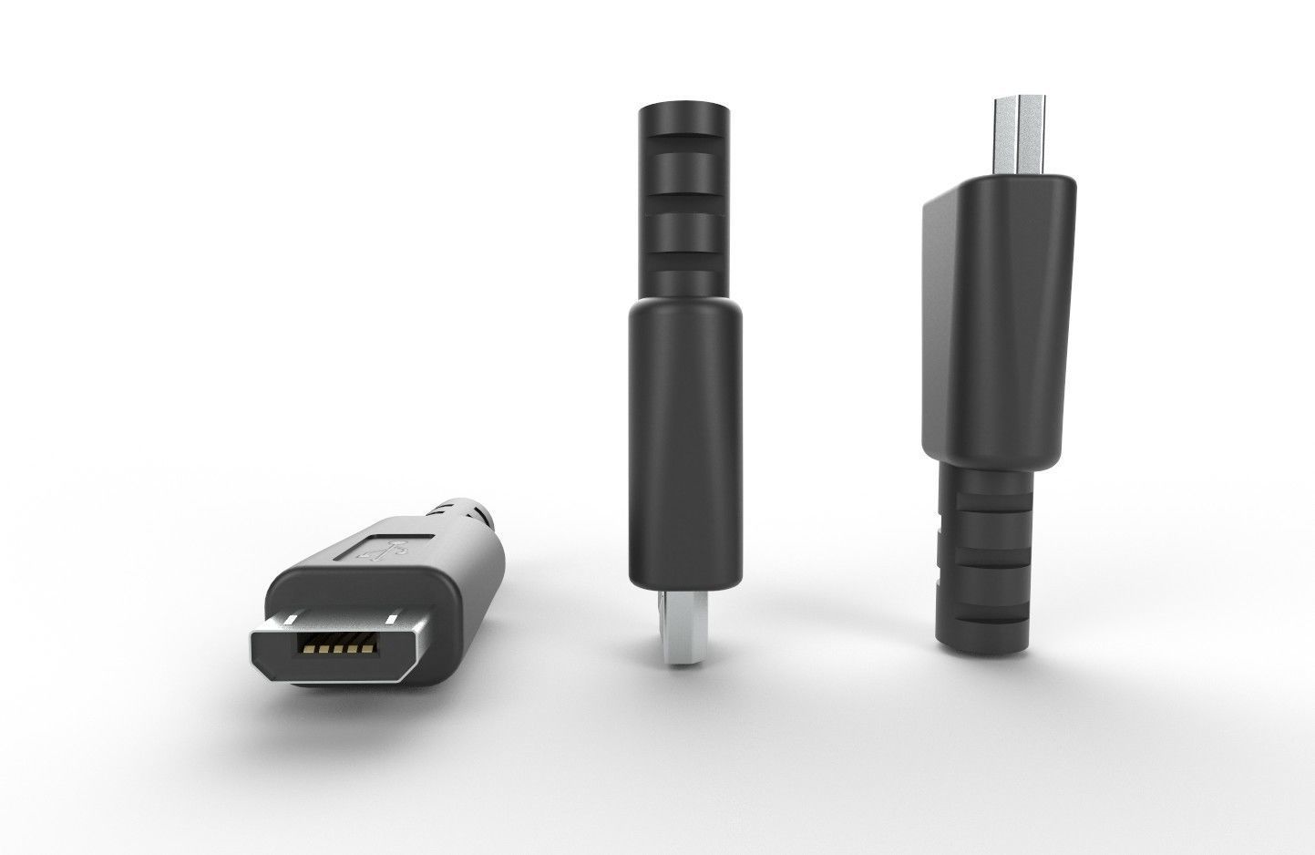 USB M2 Micro Type B 20 Male Low-poly 3D model_21
