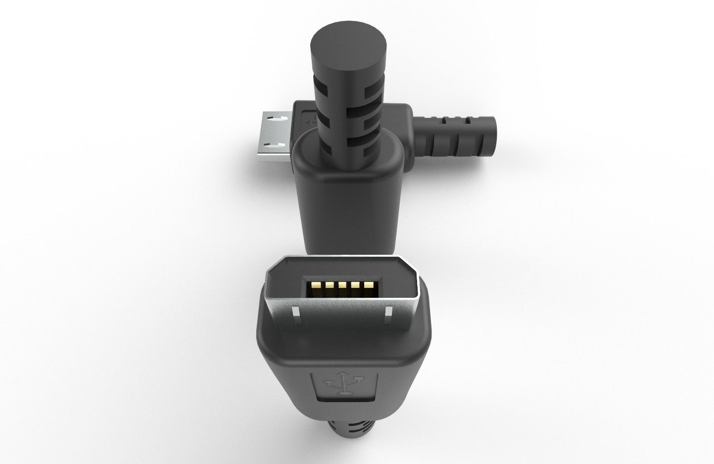 USB M2 Micro Type B 20 Male Low-poly 3D model_30