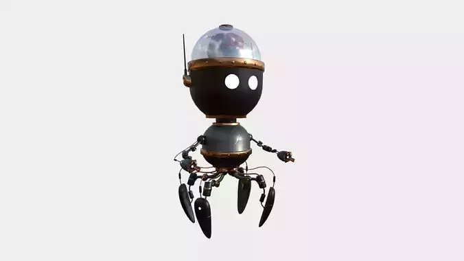 Brain Robot G01 Black Copper - SciFi Character Design Low-poly 3D model