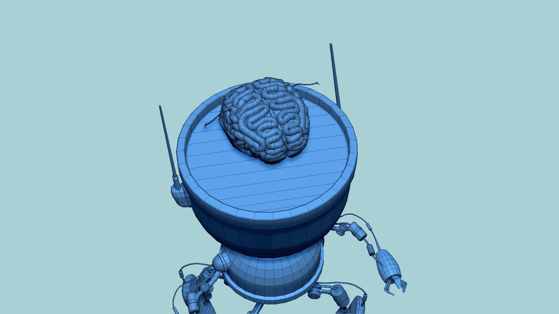 Brain Robot G01 Black Copper - SciFi Character Design Low-poly 3D model_19