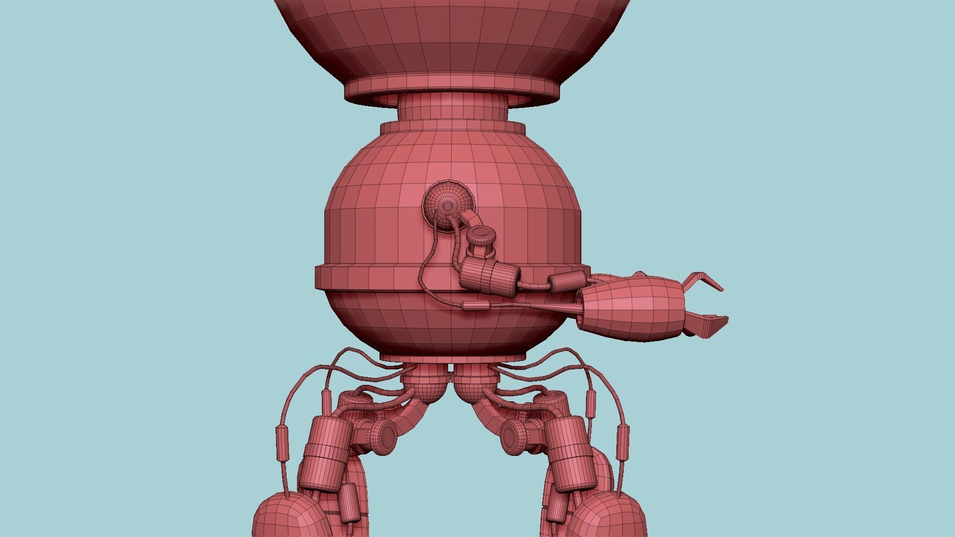 Brain Robot G02 White Blue - SciFi Character Design Low-poly 3D model_15