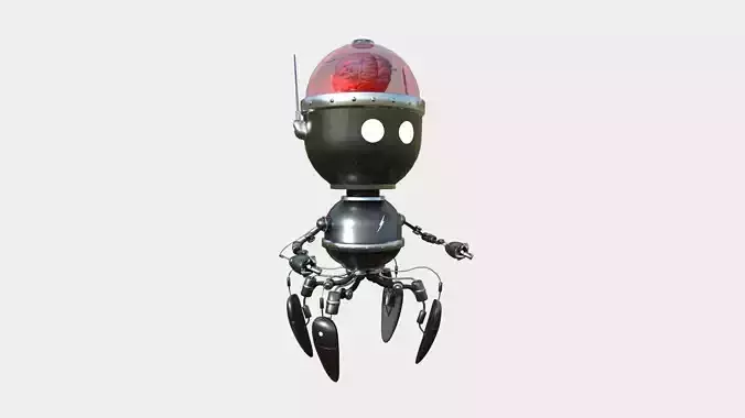 Brain Robot G03 Dark Steel - SciFi Character Design Low-poly 3D model